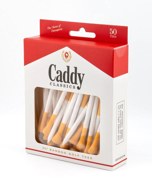 Blink Supply Co Royal Reds 2¾ inch bamboo golf tees in a vintage-style red and white box of 50