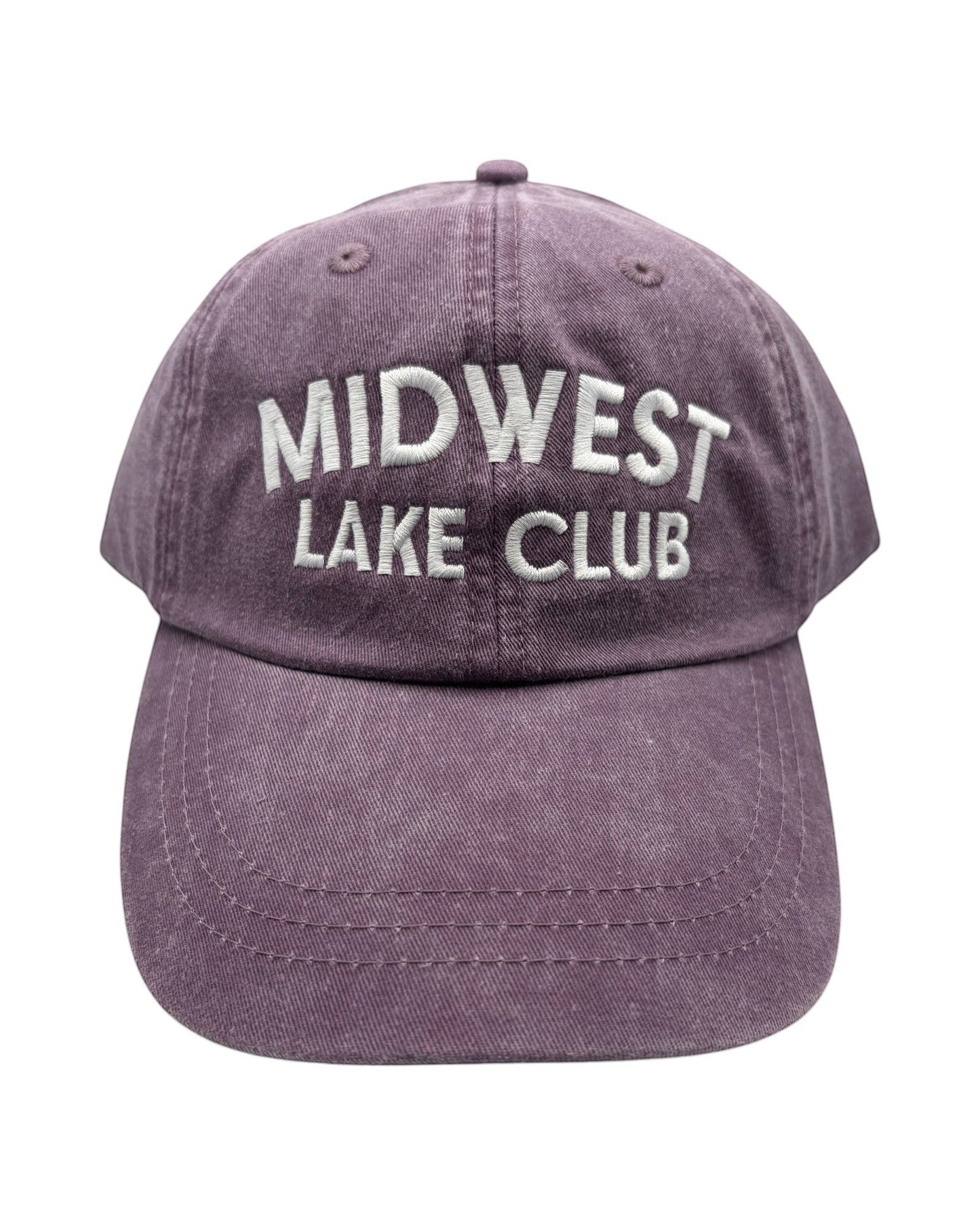 Blink Supply Co Midwest Lake Club cap in wild plum with white embroidered text on an unstructured six-panel hat.