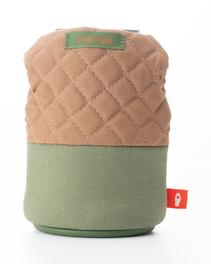 Blink Supply Co The Bird Dog can cooler with tan quilted upper and green canvas lower, non-slip base.
