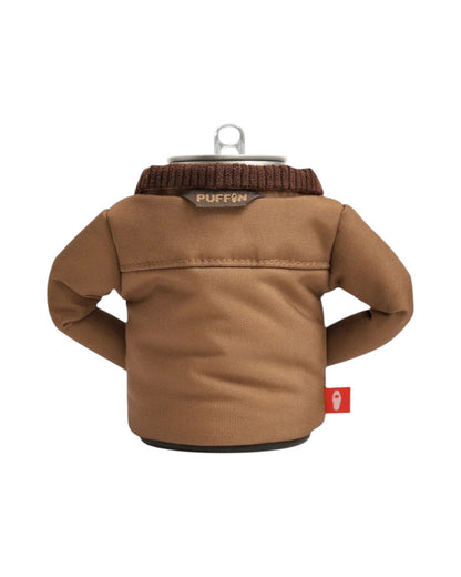 Blink Supply Co The Detroit 12oz can cooler in brown cotton duck cloth with corduroy collar.